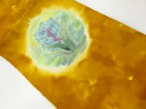 塩瀬手描き草花模様名古屋帯